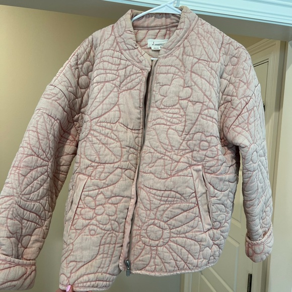Light Pink Anthropologie Puffy Embroidered Jacket - Picture 2 of 4